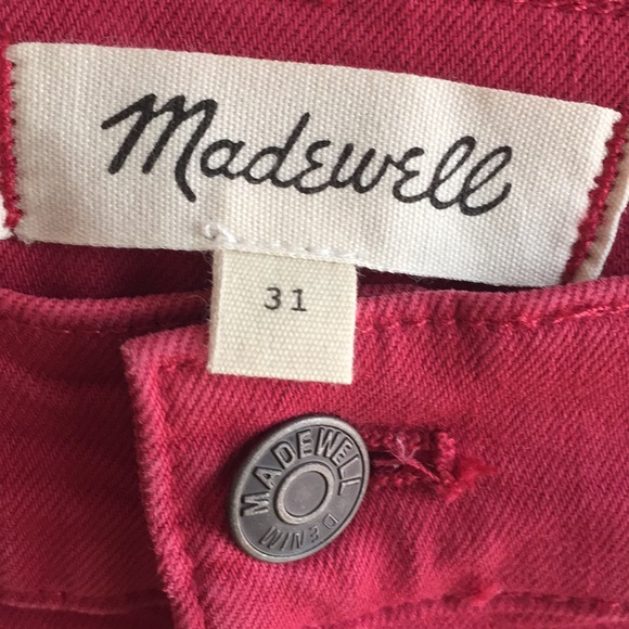 Madewell Patch Pocket Cutoff Red Denim Shorts 31 - Picture 3 of 3
